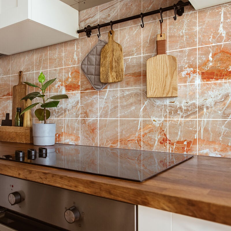 Sticker Mural Carrelage adhésif Cuisine Salle de Bain - 30 stickers carreaux de ciment marbre de malaga - 30stickers10x10cm