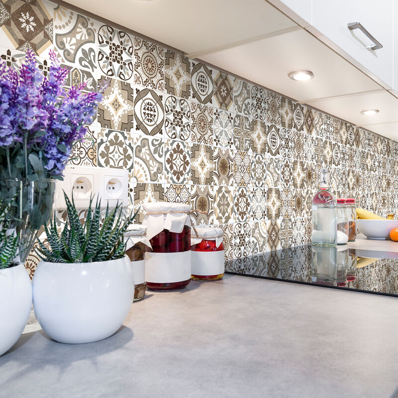 Sticker Mural Carrelage adhésif Cuisine Salle de Bain - 60 stickers carreaux de ciment authentiques zeniaha - 60stickers10x10cm