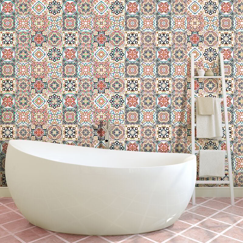 Ambiance-sticker - Sticker Mural Carrelage adhésif Cuisine Salle de Bain - 60 stickers carreaux de ciment azulejos arcadia - 60stickers15x15cm