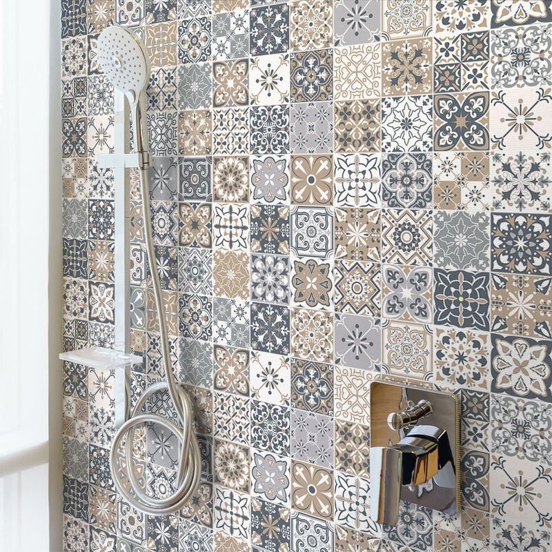 Sticker Mural Carrelage adhésif Cuisine Salle de Bain - 60 stickers carreaux de ciment azulejos gorgiana - 60stickers15x15cm