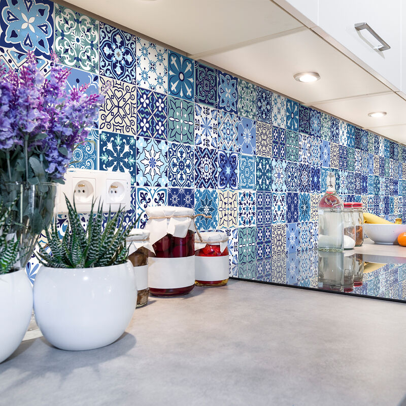 Sticker Mural Carrelage adhésif Cuisine Salle de Bain - 60 stickers carreaux de ciment azulejos tarinoh - 60stickers20x20cm