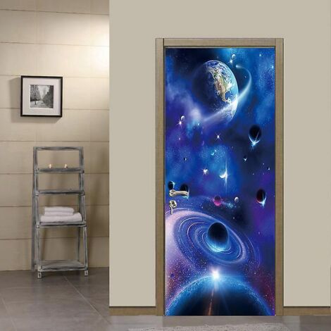 Sticker mural ciel étoilé 3D effet trompe-l'œil - 77 x 200 cm, en PVC, pour salon, cuisine, chambre, salle de bain