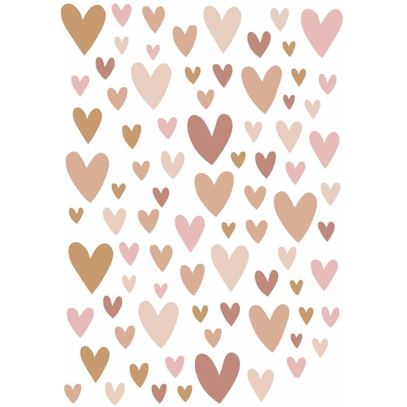 Estahome - sticker mural coeurs terracotta, rose et beige