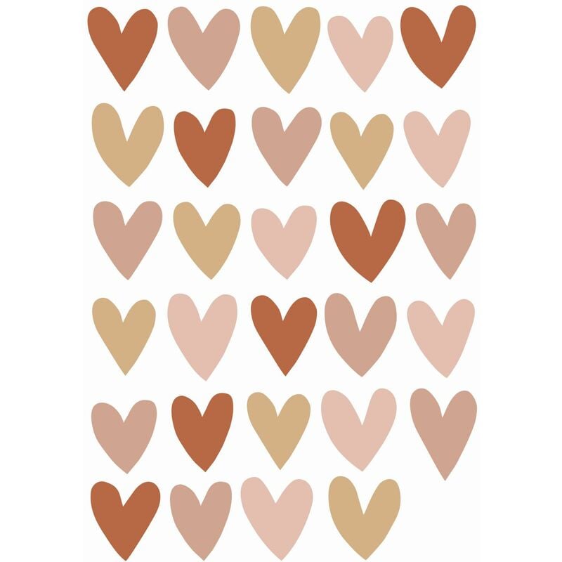 sticker mural coeurs terracotta, rose et beige - ESTAhome