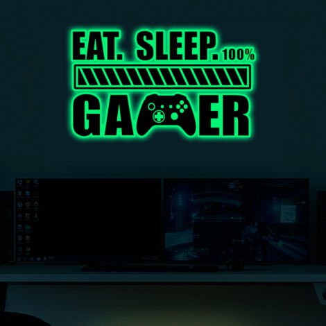 Sticker mural de jeu phosphorescent vert - Sticker mural Gamer Boy