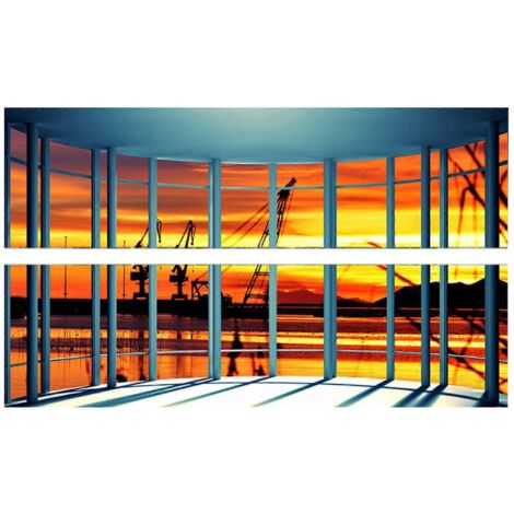 Sticker mural décoratif 3D coucher de soleil pour tête de lit, en vinyle, amovible, pour la chambre à coucher ou la maison.