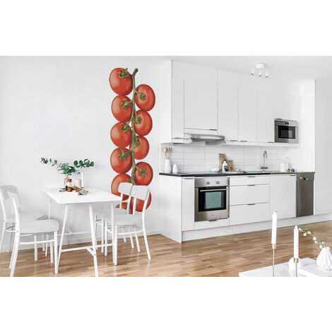 Sticker mural décoratif 42 cm X 119 cm, grappe de tomates rouges, décoration murale pour cuisine, salon, etc.