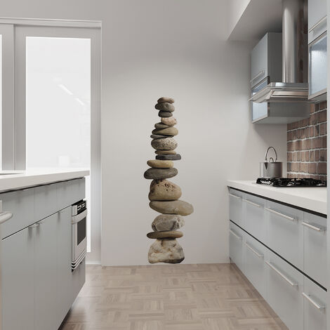 Sticker mural décoratif Cairns, 68 cm X 48 cm, photo de galets empilés, décoration intérieure, décoration murale.