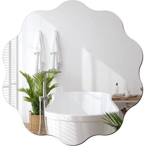 Sticker mural décoratif effet miroir, 30 cm, motif ondulé irrégulier, style industriel moderne, convient aux salles de bains, salons et chambres.