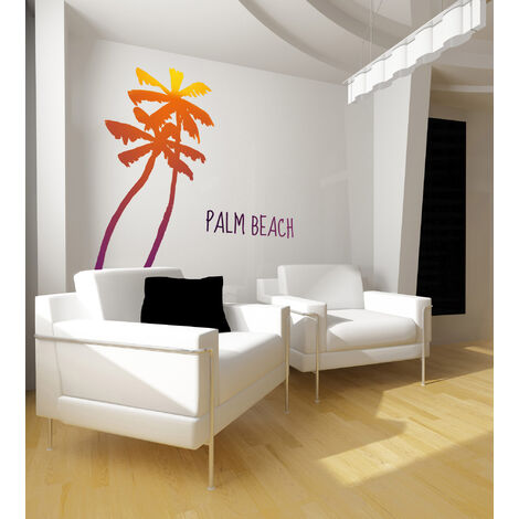 Sticker mural décoratif Palm Beach, 58x170cm - Dégradé de soleil couché pour murs et fenêtres, décor graphique