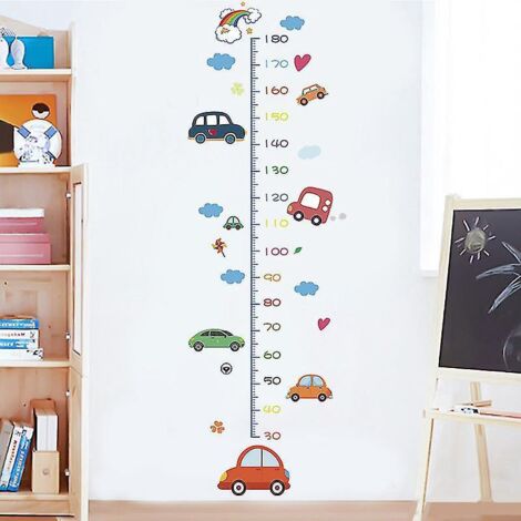 Sticker mural décoratif pour chambre d'enfant : mesure de la taille (dessin animé), toise pour chambre de bébé, décoration murale, sticker 6-Car