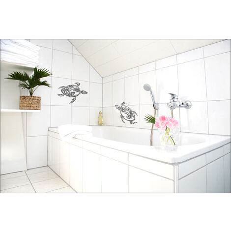 Sticker mural décoratif tribal 2 tortues, 68x48cm - Décoration murale originale pour votre intérieur