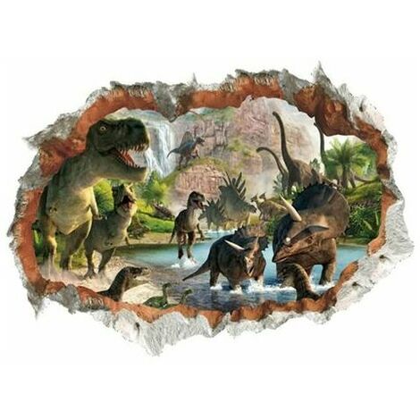 Sticker Mural Dinosaure 3D, Stickers Muraux Enfants Garcon Dinosaure,Poster Dinosaure 3D,Poster Dinosaure,Stickers Muraux 3D Chambre Enfant