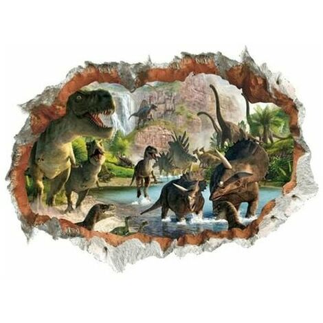 Sticker Mural Dinosaure 3D, Stickers Muraux Enfants Garcon Dinosaure,Poster Dinosaure 3D,Poster Dinosaure,Stickers Muraux 3D Chambre Enfant