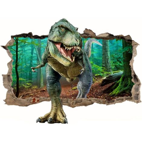 Sticker Mural Dinosaure 3D,Stickers Muraux 3D Dinosaure,Sticker