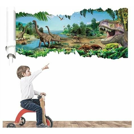 Sticker Mural Dinosaure 3D,Stickers Muraux 3D Dinosaure,Stickers Muraux Enfants Garcon Dinosaure,Poster Dinosaure 3D,Poster Dinosaure,Stickers Muraux 3D Chambre Enfant,3D Autocollant Mural