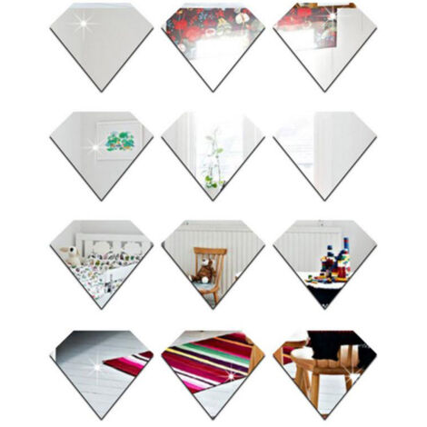 Sticker mural en acrylique effet miroir diamant pour chambre d'enfant, décoration intérieure à faire soi-même (Argent)