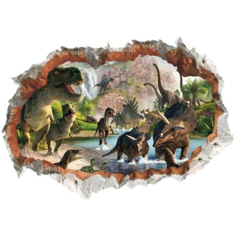 Sticker Mural en PVC, Autocollant Mural de Dinosaure en 3D Amovible  Autocollant de Dinosaure  Autocollant de Dinosaure  pour Enfants