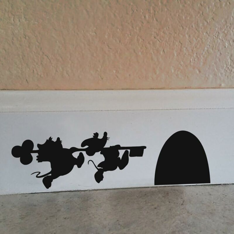 Sticker mural en vinyle Motif Mickey et Minnie Motif maison de la souris (20 x 7 cm)