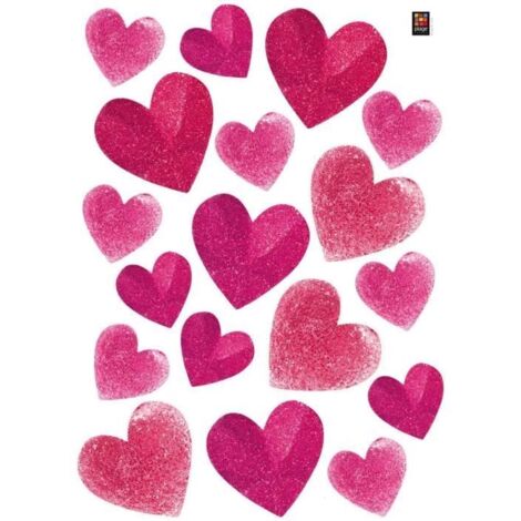 Sticker mural enfant Coeur rose 48x68cm, Décoration murale brillante et magnifique