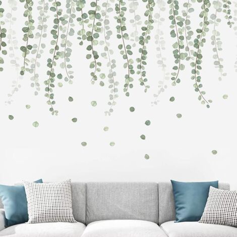 Sticker mural eucalyptus avec feuilles de vigne, 55 x 100 cm, plante verte