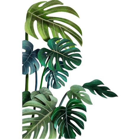 sticker Mural Feuille De Palmier (face Droite) Sticker Mural Feuille De Plante Verte Tropicale Salon, Dcoration Murale De Chambre Coucher