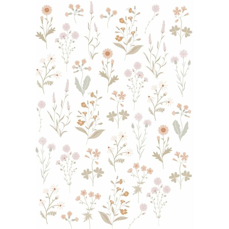 Sticker mural fleurs des champs multicolore Estahome