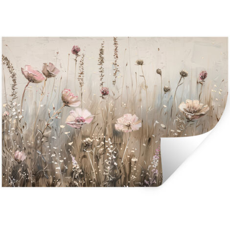 STICKER MURAL Fleurs - Rose - Moderne - Beige 60x40 cm