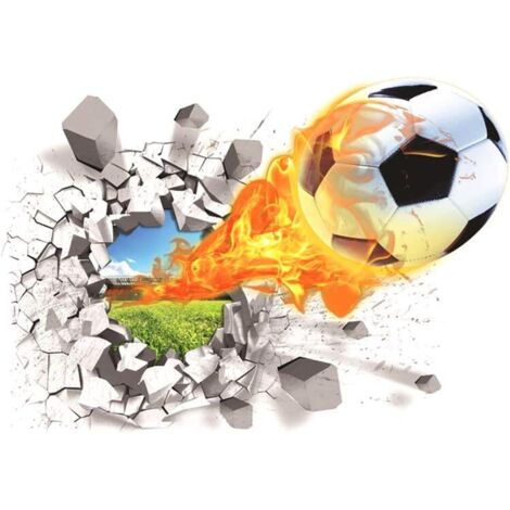 Sticker mural football, sticker mural 3D créatif sur le thème du football, amovible
