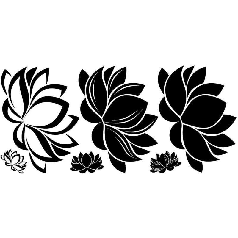 Roommates - Sticker Mural Géant Fleur de Lotus avec Lignes Noires