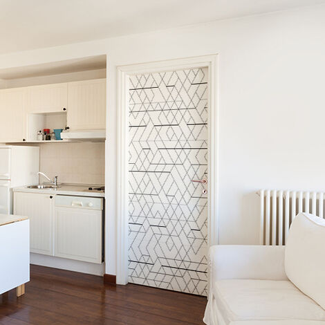 Sticker Mural Geométrique Triangle Blanc, 204cm x 83cm, Déco Intérieure Murale, Porte & Murs