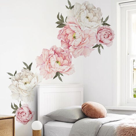 DECALMILE STICKERS MURAUX Pivoine Autocollant Mural Fleurs Rose Décoration  Mural EUR 31,99 - PicClick FR