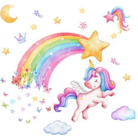 Sticker mural Licorne Arc-en-ciel Décoration murale - Sticker mural Licorne Arc-en-ciel Décoration murale