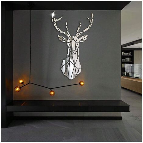 Sticker mural miroir 3D, miroir acrylique autocollant pour décoration intérieure à faire soi-même(Argent)