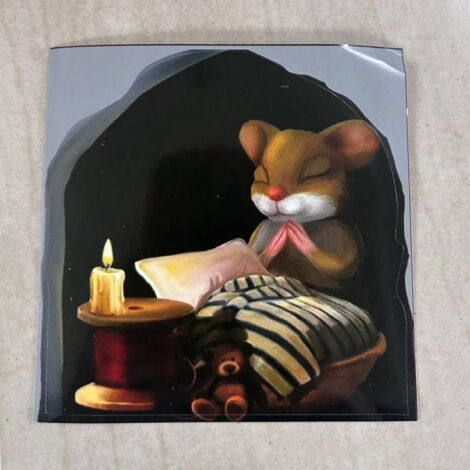 Sticker mural [mouse sur livre] décoratif [PVC] pour mur, porte, bibliothèque, vitre, voiture [multicolore 10x10cm]