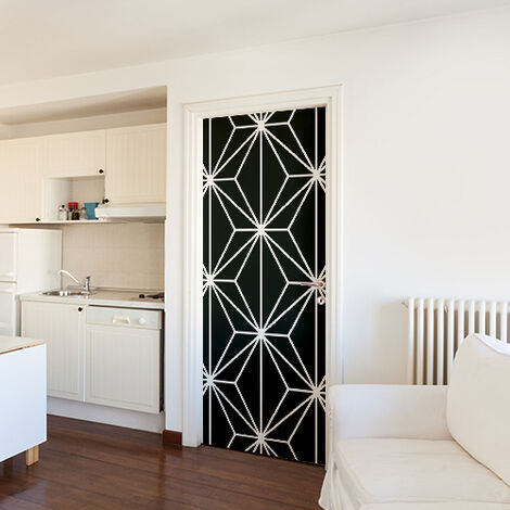 Sticker Mural Noir Diamants, 204 cm X 83 cm - Autocollant Décoratif Porte