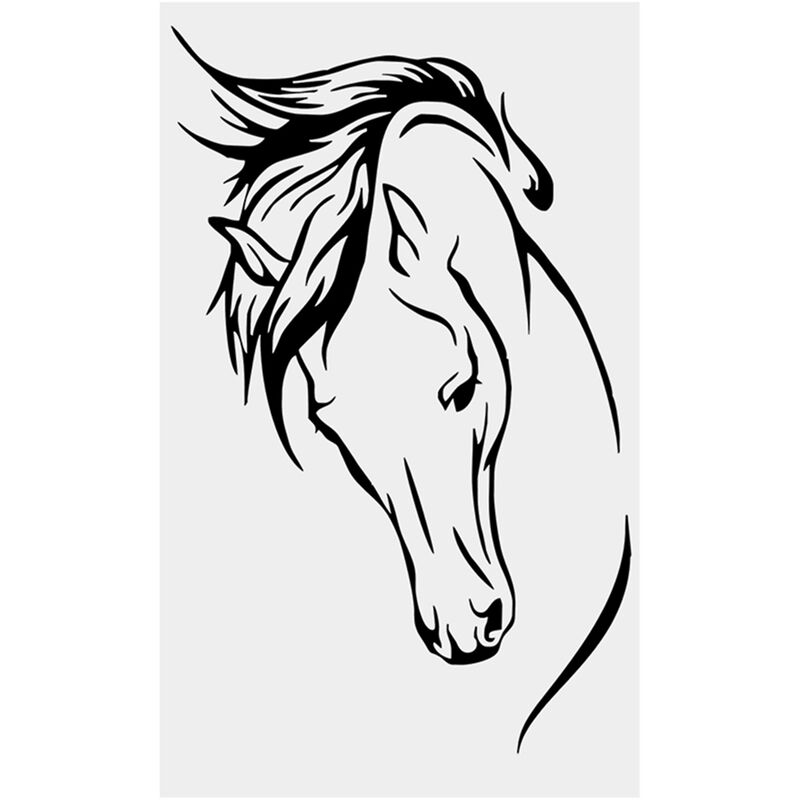 Jeffergarden Autocollant mural en PVC noir, décalcomanie d'art en vinyle cheval, décoration de salle d'étude à domicile amovible