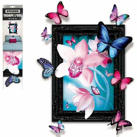 Sticker mural avec ornement avec papillon directement de chez fabricant.