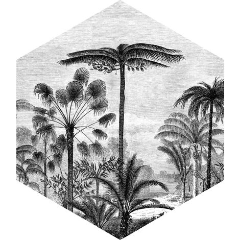 Sticker mural paysage tropical avec des palmiers - 70 x 81 cm de ESTAhome