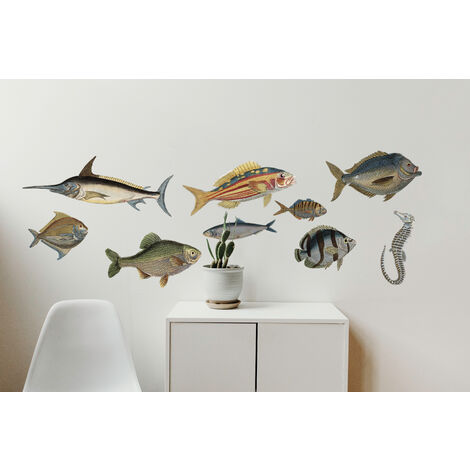 Sticker mural poisson, décoration autocollant, 48x68cm - Ajoutez une touche de couleur à votre intérieur avec ce sticker mural autocollant poisson 