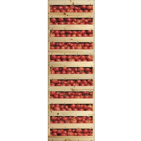 Sticker mural réfrigérateur tomate, déco trompe l'oeil, 59,5 cm X 180 cm, décoration cuisine originale.