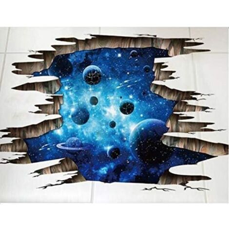 Sticker Mural Univers planète Galaxie fenêtre 3D Autocollant de Sol Autocollant de Plafond Wall Sticker Décoration Salon Chambre Maison la Chambre des Enfants bébé Enfant garçons Filles