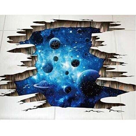 Sticker Mural Univers planète Galaxie fenêtre 3D Autocollant de Sol Autocollant de Plafond Wall Sticker Décoration Salon Chambre Maison la Chambre des Enfants bébé Enfant garçons Filles