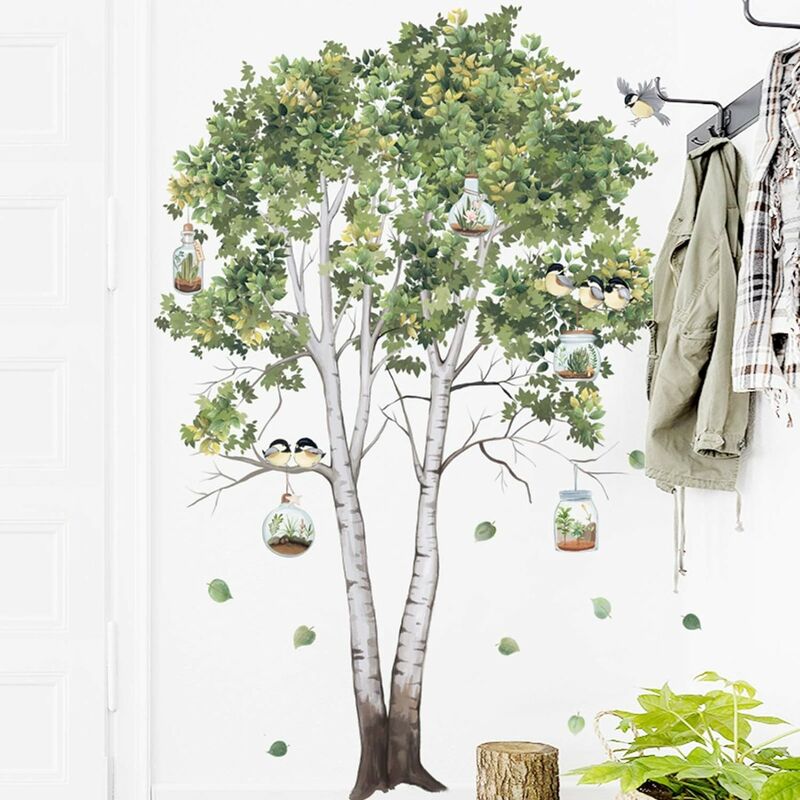 Sticker mural,Autocollant Mural Tropicale Plante Verte, Amovible Arbre Sticker Mural Muraux, diy Art Décor