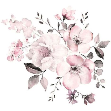 Sticker mural,Fleur Imprimer Sticker Mural Fleurs Murale Romantique Fleurs Sticker Mural Maison Décoration Murale, 1set Sticker mural