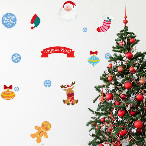 Sticker Noël décorations pour enfants - Autocollants stickers adhésifs noël - décoration fêtes - 80x95cm