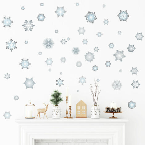 Sticker Noël flocons de neige - Autocollants stickers adhésifs noël - décoration fêtes - 30x40cm