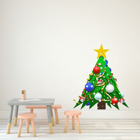 Sticker Noël le grand sapin de Noël - Autocollants stickers adhésifs noël - décoration fêtes - 30x25cm