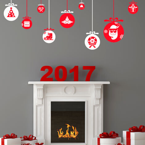 Sticker Noël les boules de Noël et ses décorations - Autocollants stickers adhésifs noël - décoration fêtes - 30x40cm