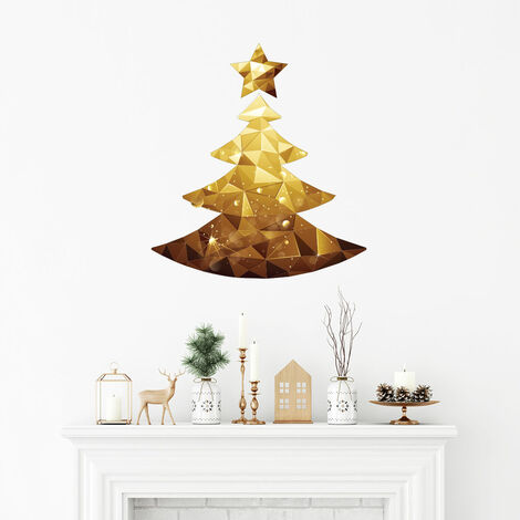 Sticker Noël sapin origami - Autocollants stickers adhésifs noël - décoration fêtes - 20x25cm